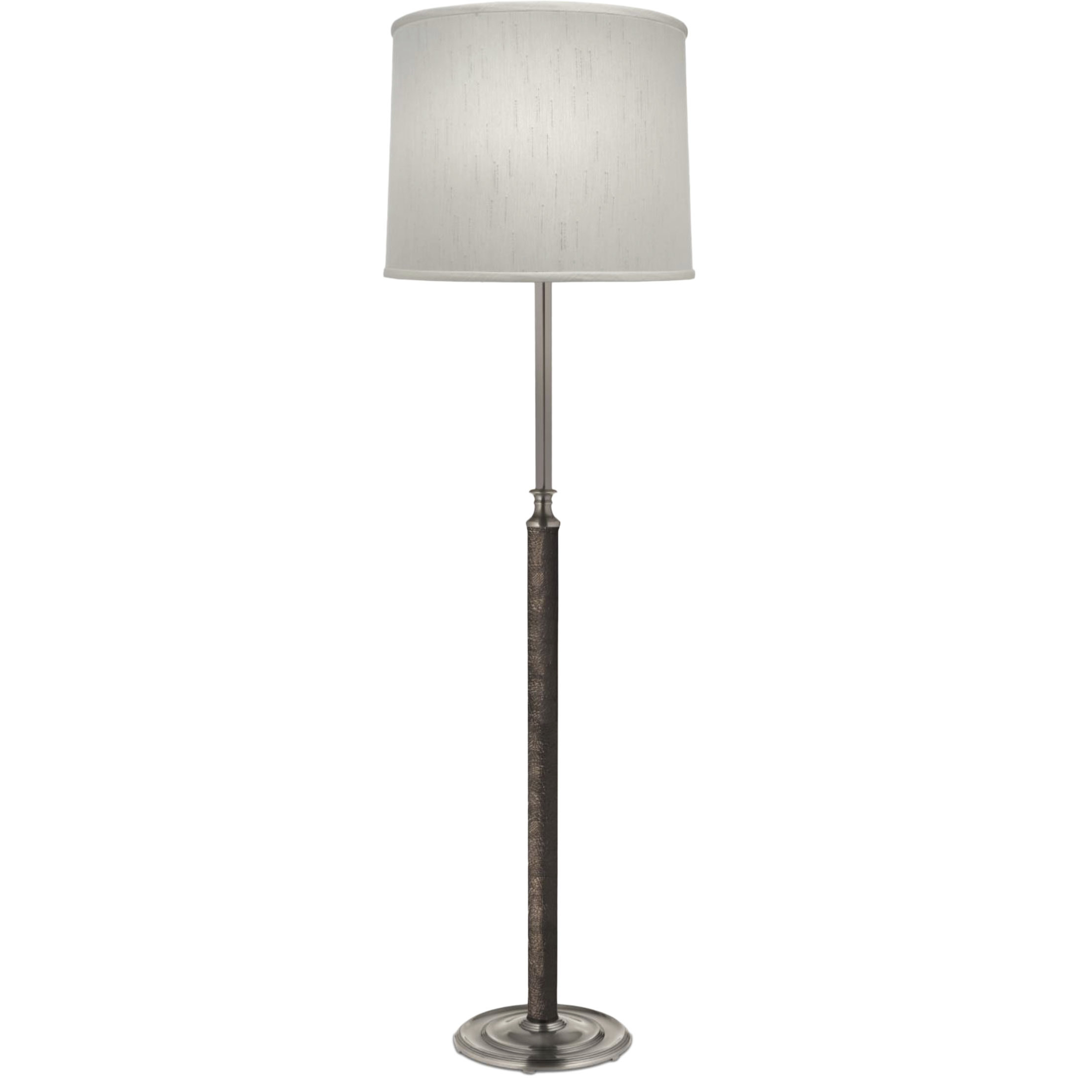 Ellie 65 inch 150 watt Satin Nickel and Black Leather Floor Lamp Portable Light